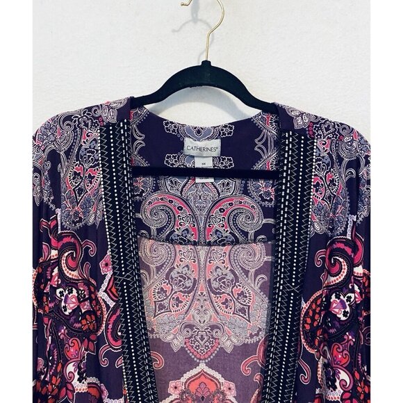Catherines Cardigan Womens 3X Paisley Drapey Open Front Boho Peasant Hippie - Picture 2 of 6